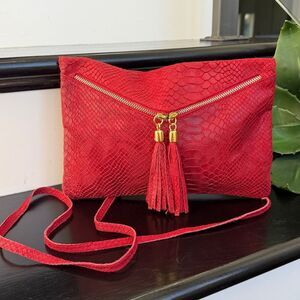 Genuine Italian leather shoulder handbag purse wristlet clutch. Like new